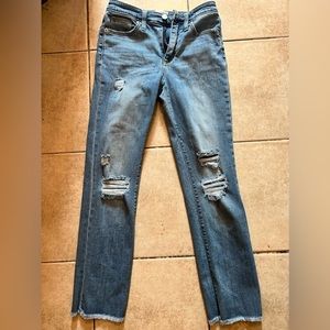 Universal thread distressed high rise slim straight ripped jeans